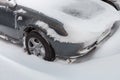 Car stuck in snow Royalty Free Stock Photo