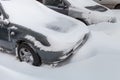 Car stuck in snow Royalty Free Stock Photo