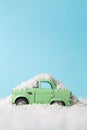 Car stuck in snow. Winter blizzard minimal creative winter season and transportation concept Royalty Free Stock Photo