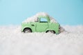 Car stuck in snow. Winter blizzard minimal creative winter season and transportation concept Royalty Free Stock Photo