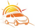 Car with sun background logo concept Royalty Free Stock Photo