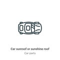 Car sunroof or sunshine roof outline vector icon. Thin line black car sunroof or sunshine roof icon, flat vector simple element