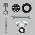 Car System Parts. Technology Automotive Service Set . Vector Illustration