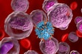 CAR T cell therapy in Non-hodgkin lymphoma (NHL) - closeup view 3d illustration