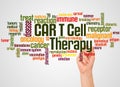CAR T Cell Therapy word cloud and hand with marker concept Royalty Free Stock Photo