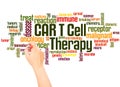 CAR T Cell Therapy word cloud and hand writing concept
