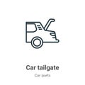 Car tailgate outline vector icon. Thin line black car tailgate icon, flat vector simple element illustration from editable car