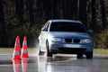 Car taking a bend Royalty Free Stock Photo