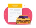 Car tax form claim application filing vector icon, auto insurance loan policy statement document flat illustration, vehicle Royalty Free Stock Photo