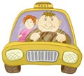 Car taxi with driver and passenger