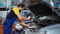 Car technician using virtual reality Royalty Free Stock Photo