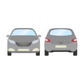 Car template on white background. Business hatchback isolated. grey hatchback flat style.front and back view Royalty Free Stock Photo