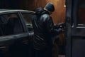 Car Theft, mask stealing car, street thief, Street criminal,