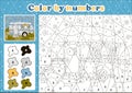 Car themed coloring page by number for kids with cute camping vehicle at night background