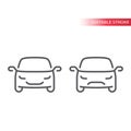 Car thin line vector icon. Happy and sad, smiley car Royalty Free Stock Photo