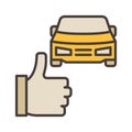 Car and Thumbs Up vector Carsharing concept colored icon