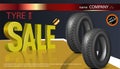 Car tire background. Vector automotive banner template.