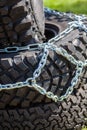 Car tire chains Royalty Free Stock Photo