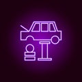 car tire change outline icon in neon style. Elements of car repair illustration in neon style icon. Signs and symbols can be used