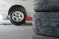 Car tire change Tires Royalty Free Stock Photo