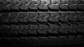 Car tire, close-up tread, top view, monochrome image