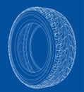 Car tire concept. Vector rendering of 3d