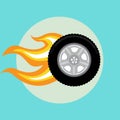 Car tire with flame flat design