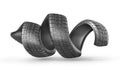 Car tire in form of helix on a white background. 3d illustration Royalty Free Stock Photo