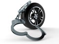 Car tire with handcuffs