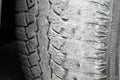 car tire, increased tire edge wear, macro