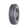 Car tire, new tyre Yokohama Geolandar on white background isolated close up