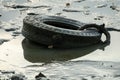 Car tire pollution at coastal