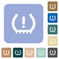 Car tire pressure warning indicator rounded square flat icons