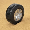 Car tire in the sand. Winter tires