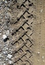 Car tire tracks on wet muddy trail royalty, road, abstract background, texture material. Tyre track on dirt sand or mud, retro Royalty Free Stock Photo