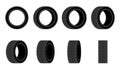 Car tire vector icon. Different angles tires wheel. Flat design Royalty Free Stock Photo