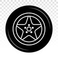 Car tire / vehicle or automobile tire alloy wheel with rim vector flat icon on a transparent background Royalty Free Stock Photo