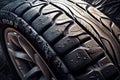 Car tires close-up. AI Generated