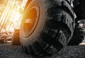 Car tires concept on off road. Shock absorber. Travel and racing concept for 4x4 drive off road vehicle Royalty Free Stock Photo