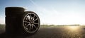 Car tires on a contry road Royalty Free Stock Photo