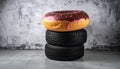 Car Tires with Inflatable Donut Float Royalty Free Stock Photo