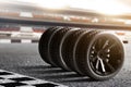 Car tires on race tracks
