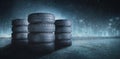 Car tires on a rain road Royalty Free Stock Photo