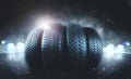 Car tires on a road Royalty Free Stock Photo