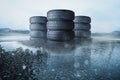 Car tires on a road Royalty Free Stock Photo