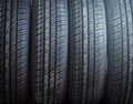 Car tires row Royalty Free Stock Photo