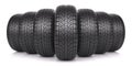 Car tires in row Royalty Free Stock Photo