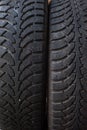 Car tires in a row Royalty Free Stock Photo