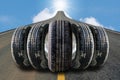 Car tires in row on the street Royalty Free Stock Photo