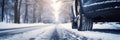 Car Tires On Snowy Winter Road Royalty Free Stock Photo